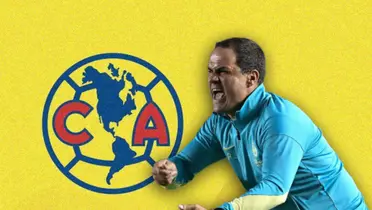 Logo de las Águilas y André Jardine molesto/ Foto Club América.