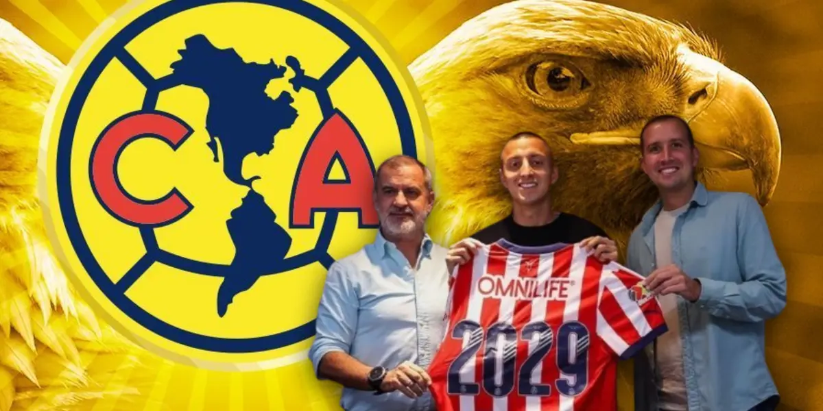 Logo del América y Roberto Alvarado con camiseta de Chivas/Foto ESPN Deportes.