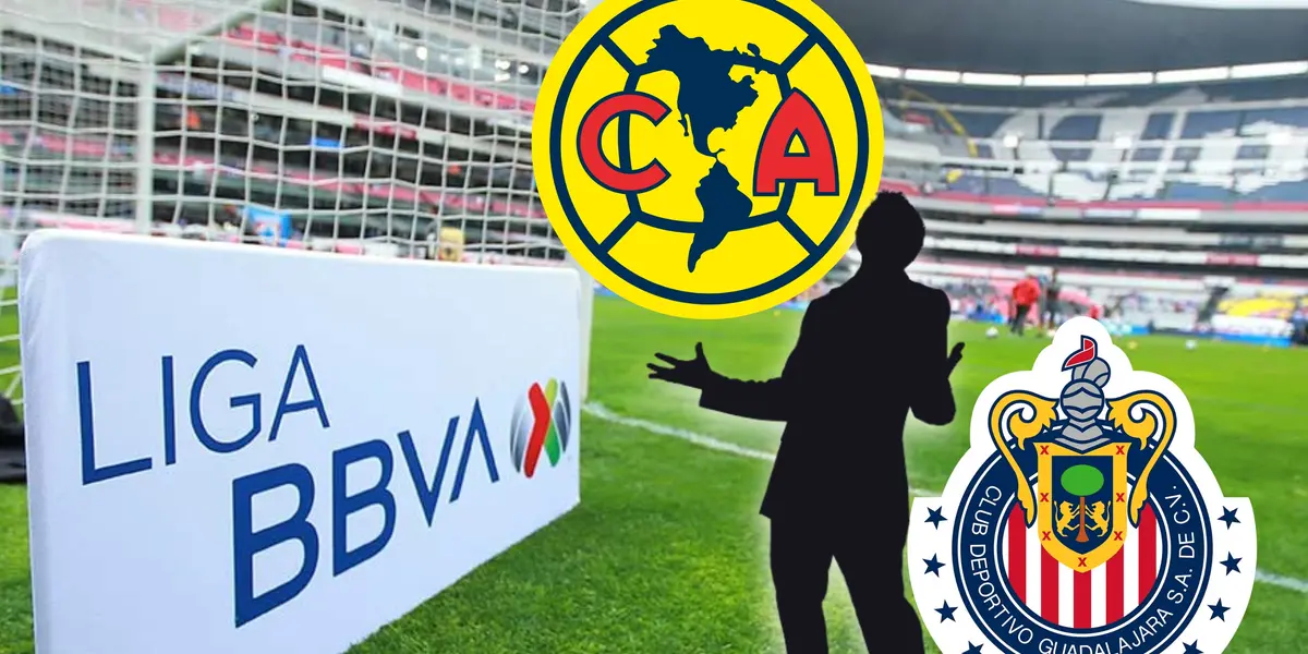 Logos de América y Chivas, a su lado silueta de entrenador/Foto Fútbol Total.