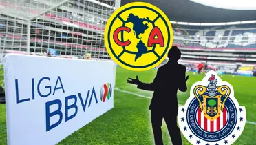 Logos de América y Chivas, a su lado silueta de entrenador/Foto Fútbol Total.