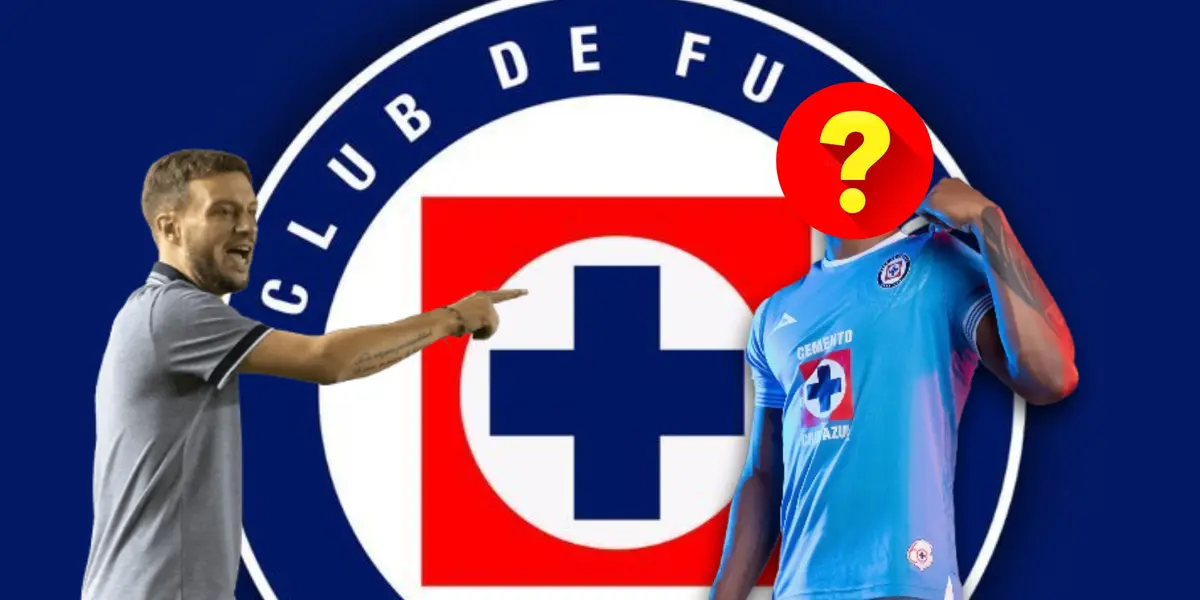 Martín Anselmi señalando y jugador de Cruz Azul oculto/ Foto Pinterest.