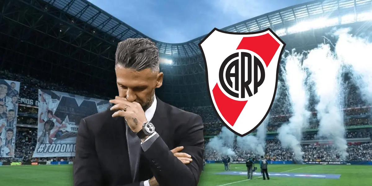 Martín Demichelis y logo de River Plate/Foto Once Diario.