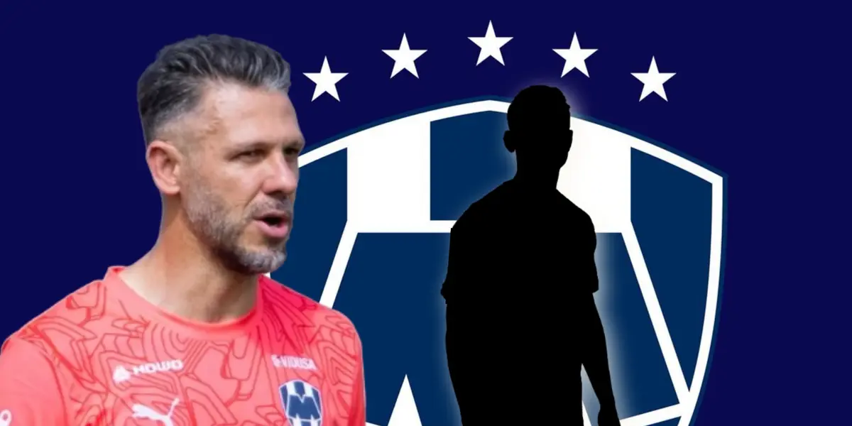 Martín Demichelis y silueta de jugador viendo hacia el frente/Foto Rayados.