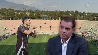 Orbelín Pineda celebrando y Christian Martinoli/ Foto David Faitelson.