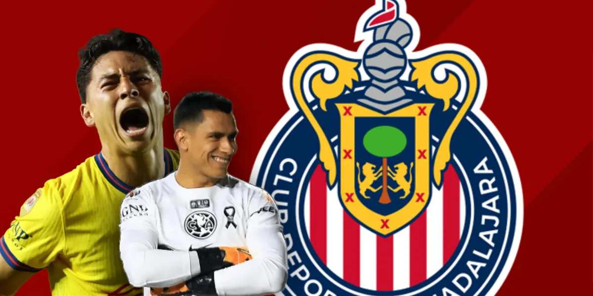 Ramón Juárez y Luis Malagón celebrando, logo de Chivas/ Foto Stats Bomb.