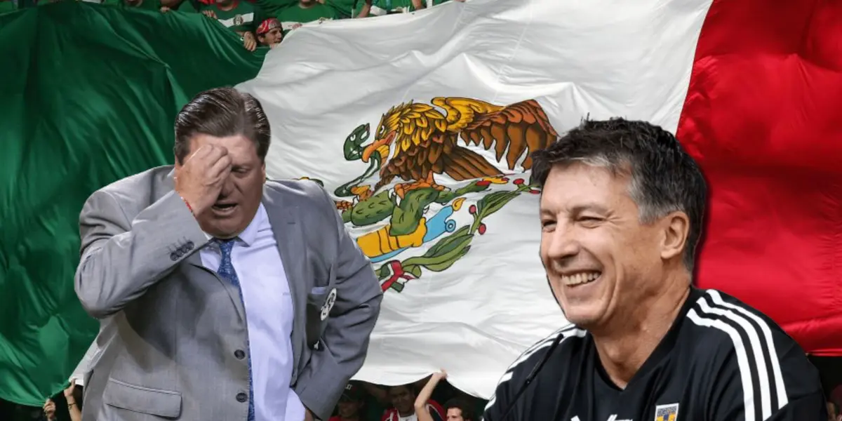 Robert Dante Siboldi riendo y Miguel Herrera con las manos en el rostro/ Foto Fútbol Hoy.