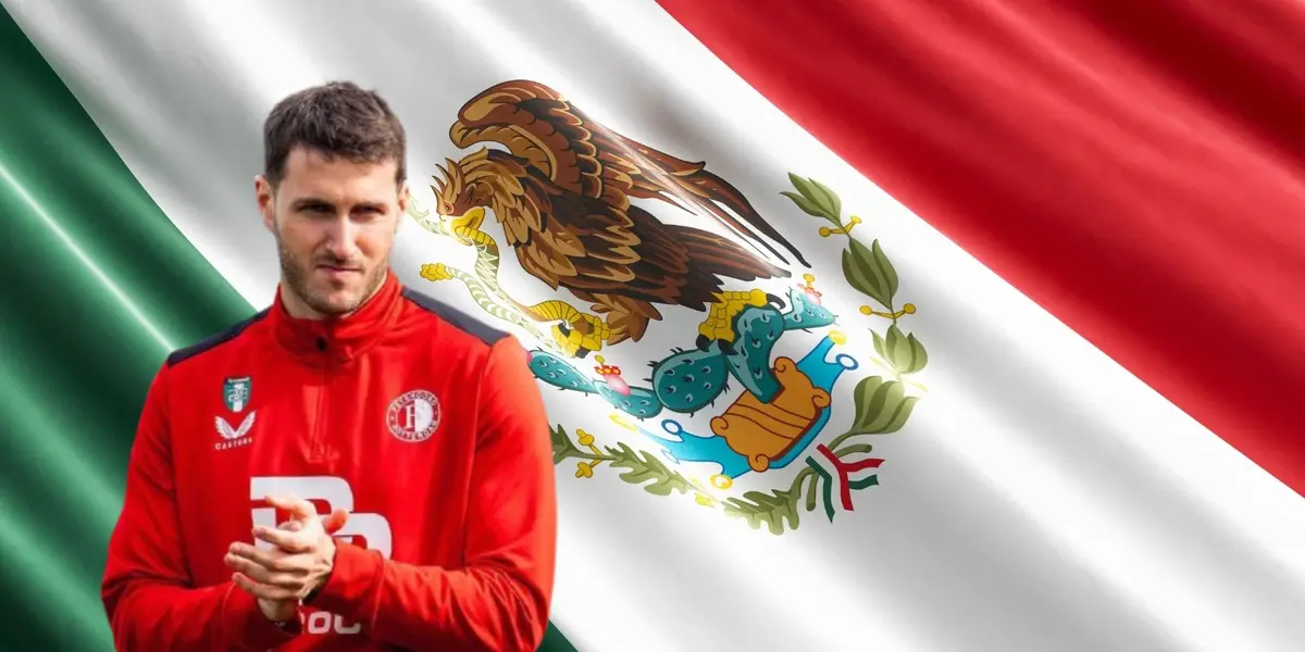 Santiago Giménez junto a la bandera de México / FOTO TIRANT LO BLANCH