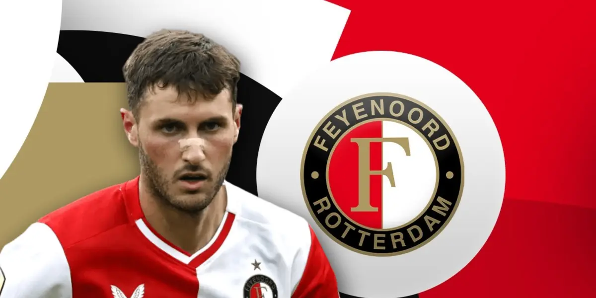 Santiago Giménez y logo del Feyenoord/ Foto Transfery.info