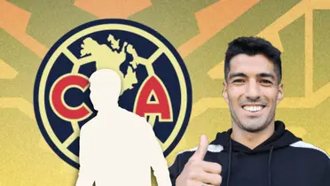 Silueta de jugador y Luis Suárez con dedo levantado/Foto Club América.