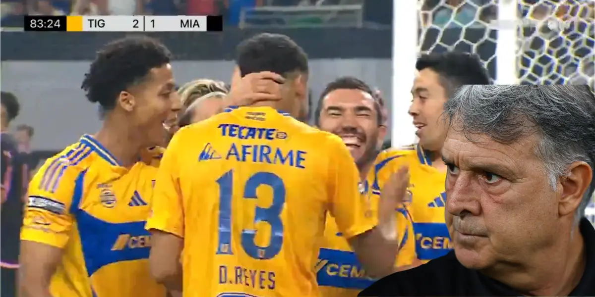 Tigres celebrando el 2 por 1, captura de Leagues Cup