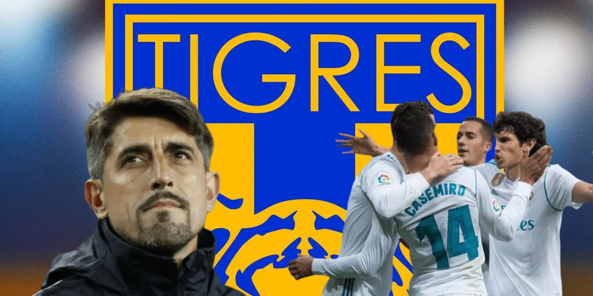 Veljko Paunovic y jugadores del Real Madrid abrazados/Foto Club Tigres.